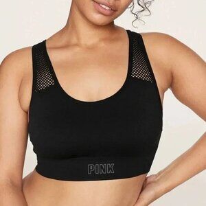 Victoria's Secret PINK Sports Bra SM Black Pullover Mesh Racerback Seamless New